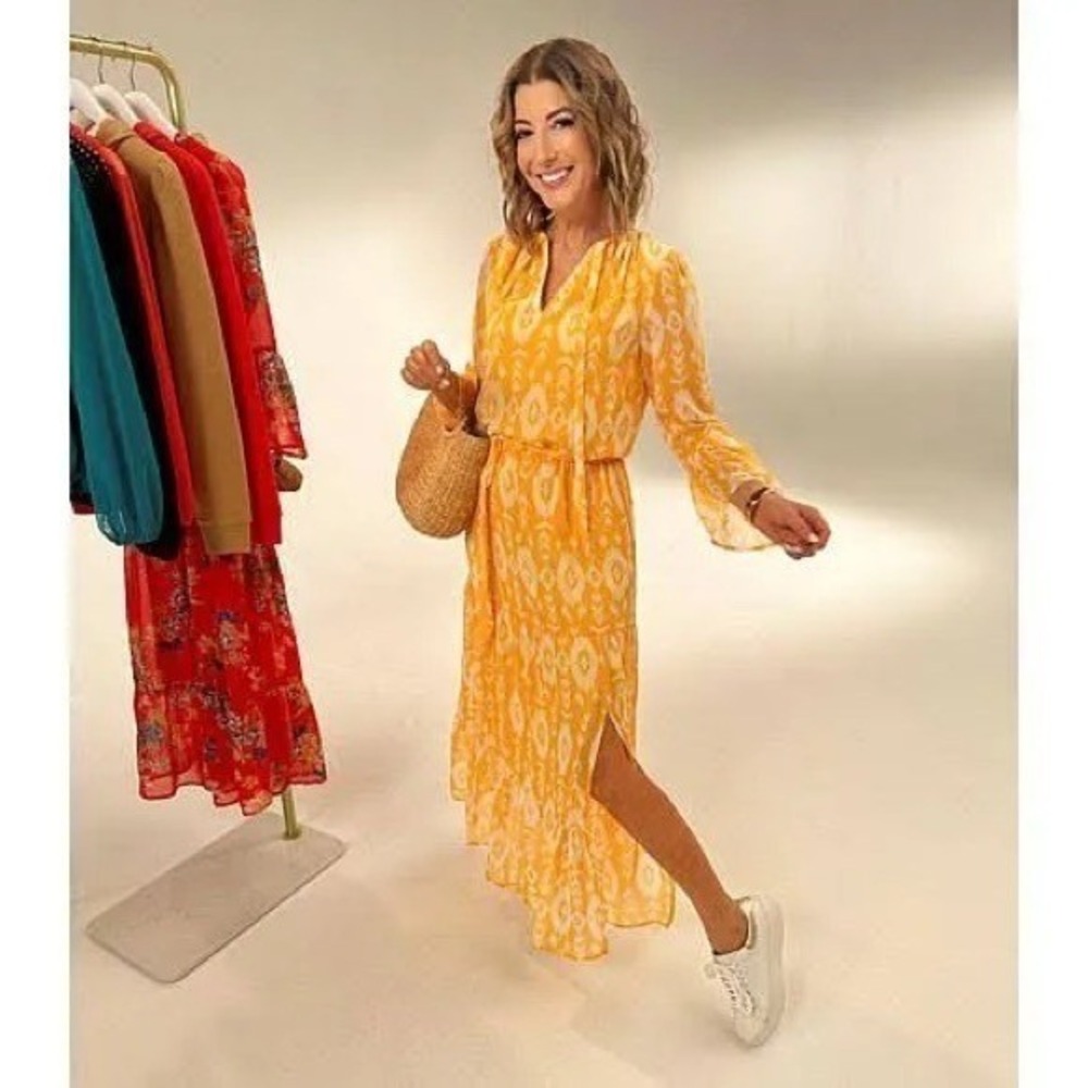 Curations x Sarah Anderson Chiffon Dress - Yellow - Large